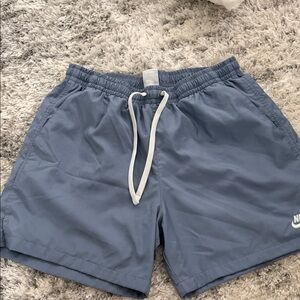 Nike Slate Blue Athletic Shorts with White Drawstring